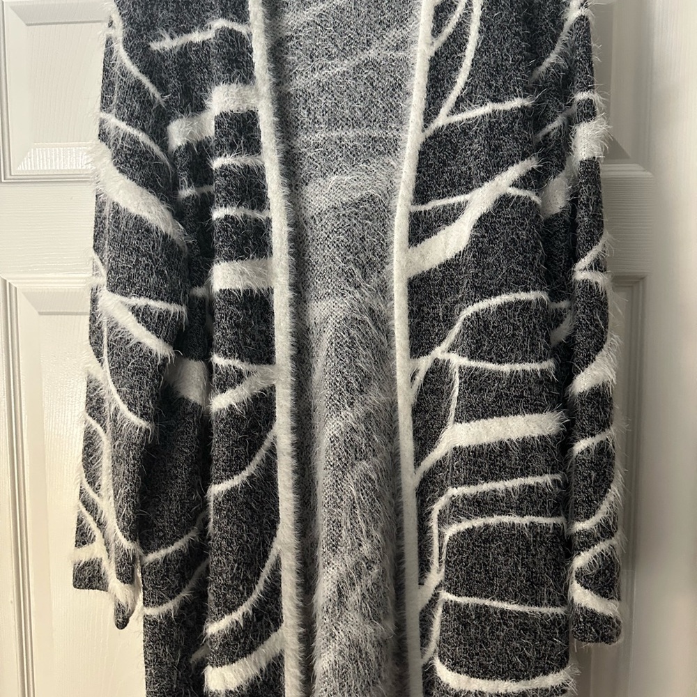 Alfani Black and White Patterned Cardigan